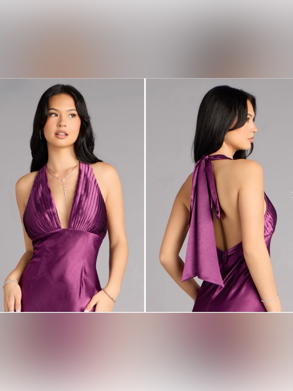 WINDSOR Meryl Satin Open Back Mermaid Formal Dress - Size Small - Picture 13 of 14